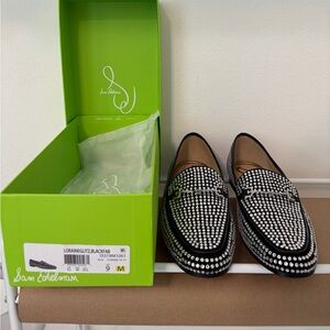 Sam Edelman Black and Silver Studded Loafers